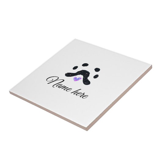 Carreau Chien patte noir animal ajouter nom texte animal p (Côté)