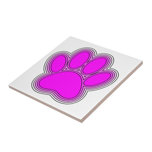 Carreau Chien Paw En Rose Avec Des Contours (Côté)