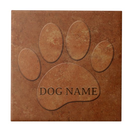 Carreau Chien Paw Faux Terracotta Imprimer (Devant)