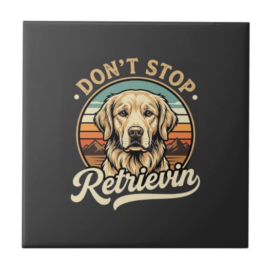 Carreau Chien Retriever doré Ne cesse pas de récupérer (Devant)