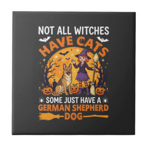 Carreau Chien sorcière drôle d'Halloween Berger Allemand