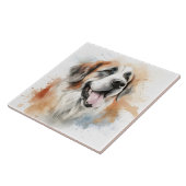 Carreau Chien St. Bernard, Aquarelle (Côté)