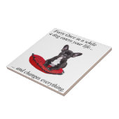 Carreau Chien-taureaux français avec coeur et belle citati (Côté)