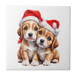 Carreau Chiens chiots de Noël