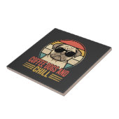 Carreau Chiens de café et Pug Rétro Chill (Côté)