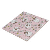 Carreau Chiens de comptage sur coton bonbon rose (Côté)