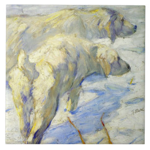Carreau Chiens de la Sibérie dans la neige (scène hivernal