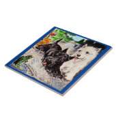 Carreau Chiens écossais Blackie et Whitie Fishing (Côté)