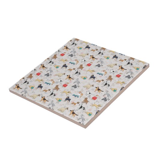 Carreau Chiens mignons Design Motif Blanc (Côté)
