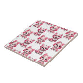 Carreau Chiens roses mignons - Blanc  (Côté)