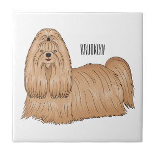Carreau Chih tzu long cheveux dessin de chien