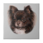 Carreau Chihuahua au chocolat peint à la main (Devant)
