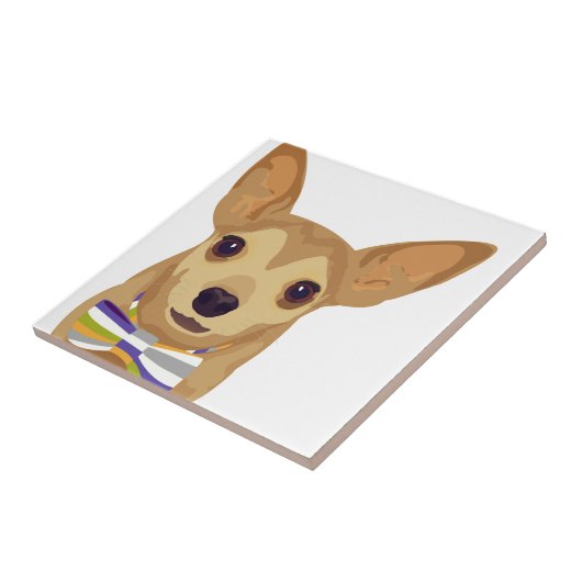Carreau Chihuahua dans un bowtie sur un arrière - plan bla (Côté)