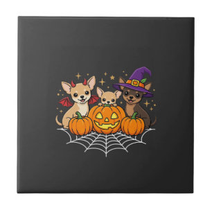 Carreau Chihuahua Halloween Citrouille Sorcière Chien Desi