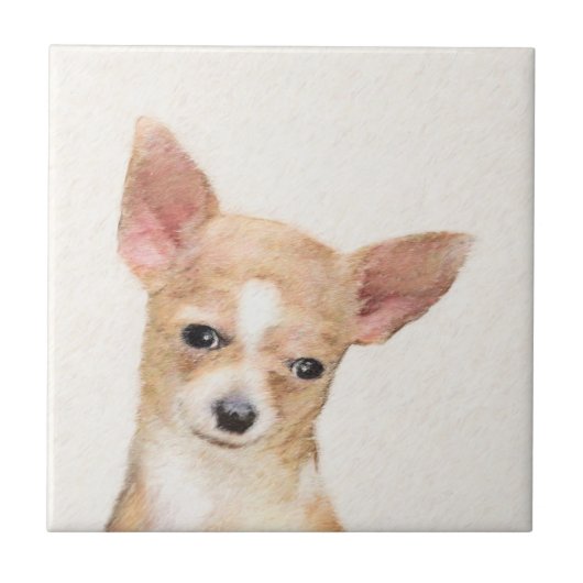 Carreau Chihuahua Peinture - Cute Original Chien Art (Devant)