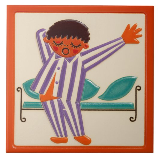 Carreau Children's Sleeping Boy - Ceramic Tile (Devant)