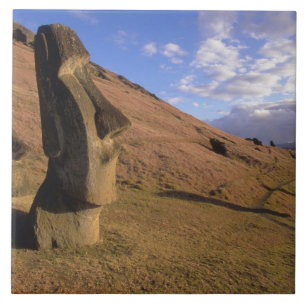 Carreau Chili, Île de Pâques. Colline avec Moai