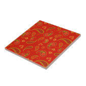 Carreau Chili Pepper Red et Lime Green Paisley Motif (Côté)