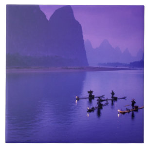 Carreau Chine, rivière Li. Pêcheurs au cormoran.