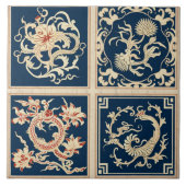 Carreau Chine traditionnelle Fleur d'encre orange Art 4 (Devant)