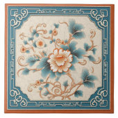 Carreau Chine traditionnelle Fleur d'encre orange Art 7 (Devant)