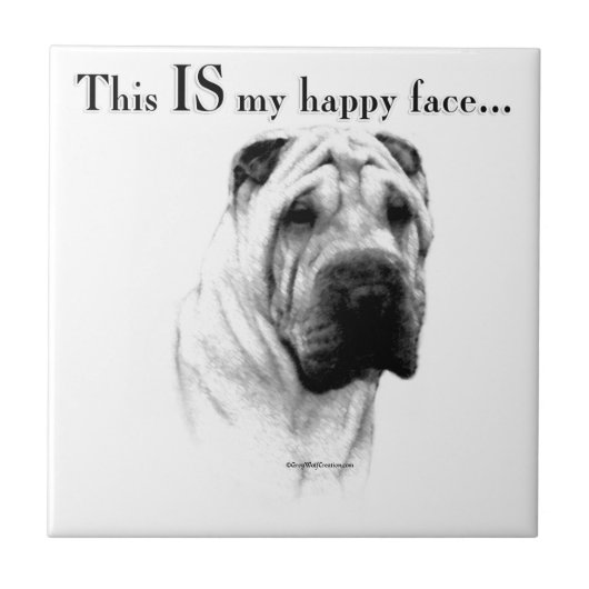 Carreau Chinois Shar Pei Joyeux Visage (Devant)