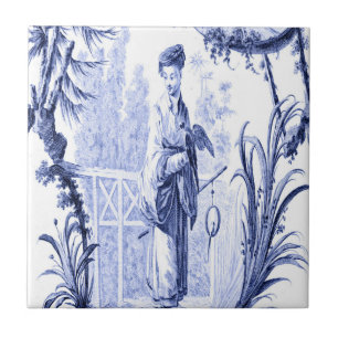 Carreau Chinoiserie bleue et blanche