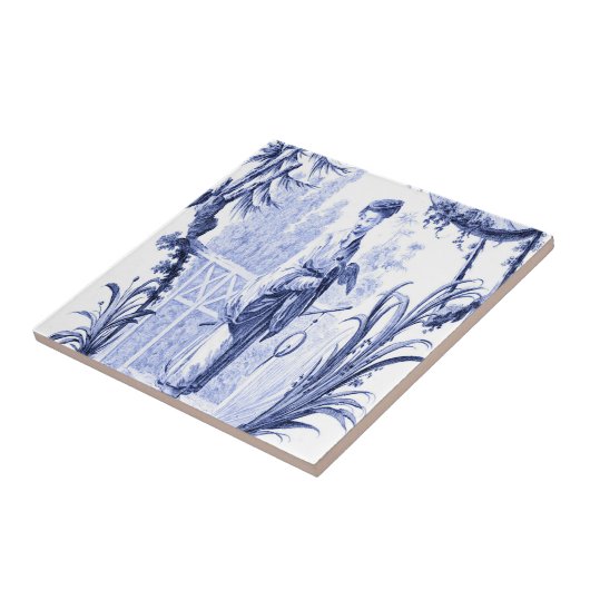 Carreau Chinoiserie bleue et blanche (Côté)