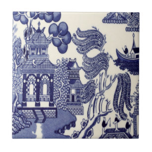 Carreau Chinoiserie bleue et blanche
