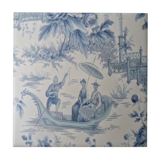 Carreau Chinoiserie bleue et blanche (Devant)