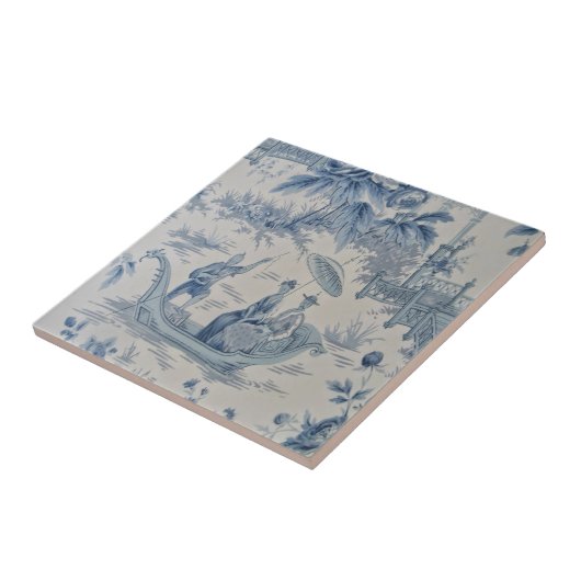 Carreau Chinoiserie bleue et blanche (Côté)