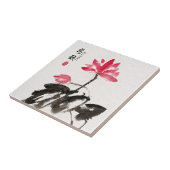 Carreau Chinoiserie Libre Aquarelle Lotus Fleurs (Côté)