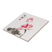 Carreau Chinoiserie Libre Aquarelle Lotus Fleurs Cera (Côté)