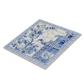 Carreau Chinoiserie tendance Chic Bleu Blanc Pagode Chinoi (Côté)