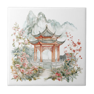 Carreau Chinoiserie Toile De Jouy Pagode