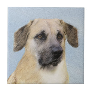 Carreau Chinook (Oreilles Laissées) Peinture - Art Chien o