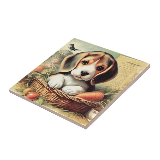 Carreau Chiot Beagle vintage (Côté)