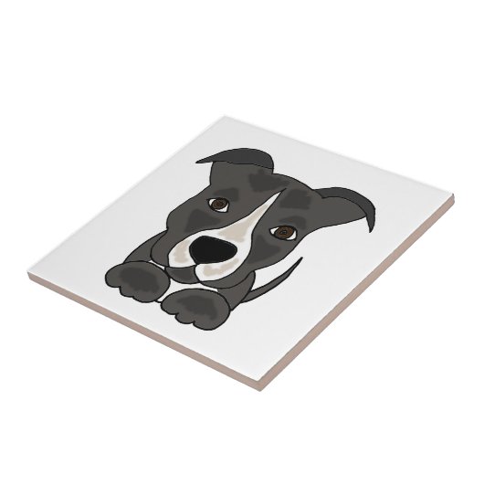 Carreau Chiot gris mignon de Pitbull (Côté)