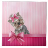 Carreau Chiot rose de princesse Yorkie de Yorkshire (Devant)