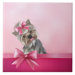 Carreau Chiot rose de princesse Yorkie de Yorkshire