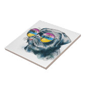 Carreau Chiot tropical d'aquarelle (Côté)