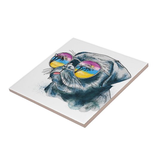 Carreau Chiot tropical d'aquarelle (Côté)