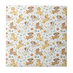 Carreau Chiots de Dessin Animé Ludiques - Motif de Design