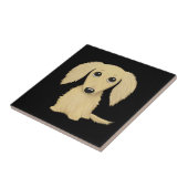 Carreau Chiots de teckel à poil long crème (Côté)