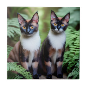 Carreau Chocolat Siamese jumeaux de chat, Carrelage en cér