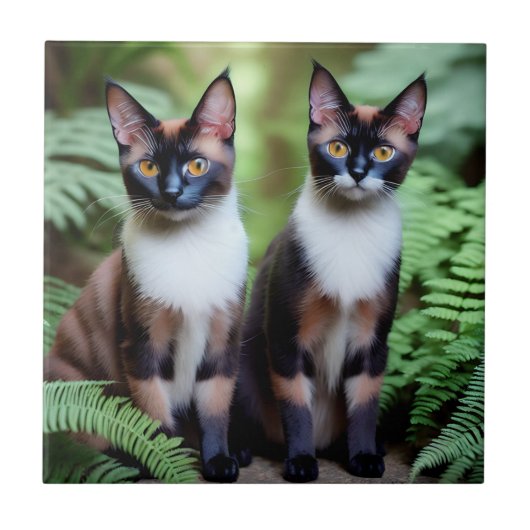 Carreau Chocolat Siamese jumeaux de chat, Carrelage en cér (Devant)