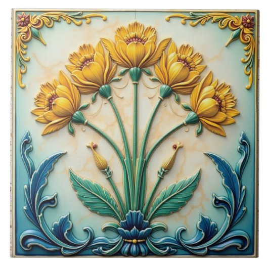 Carreau Chœur floral en jaune (Devant)