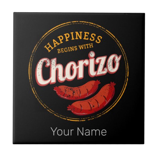 Carreau Chorizo Retro Saucisson Vintage barbecue gastronom (Devant)