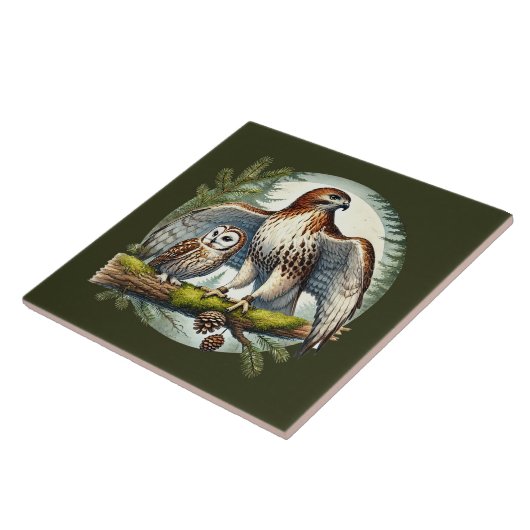 Carreau Chouette aigle des bois (Côté)