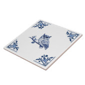 Carreau Chouette avec Delft Blue et Blanc Corner Flourish (Côté)